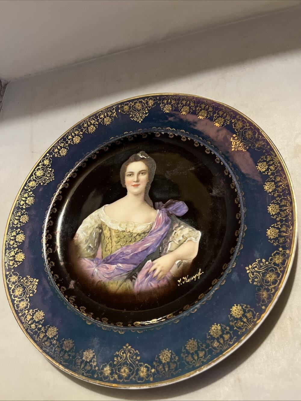 Austria Portrait Plate Beatrice by Victoria Porzellanfabrik Artist Signed